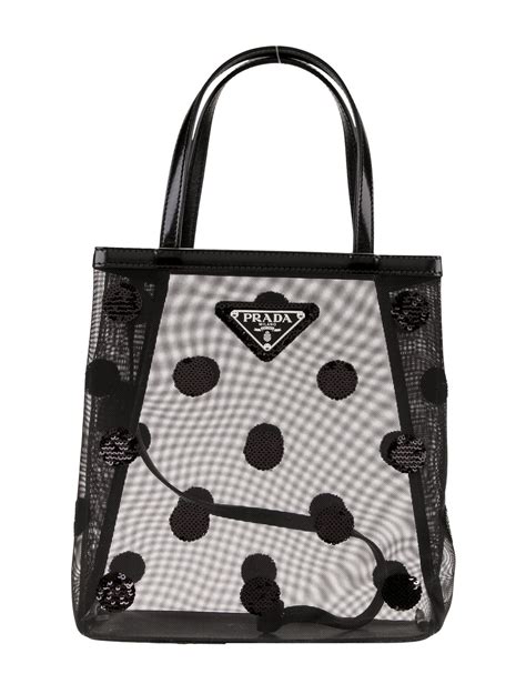 Prada 2022 Small Sequined Mesh Tote Bag w/ Pouch 